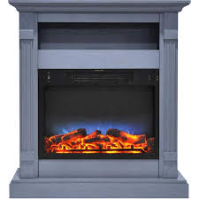 Cambridge Sienna 34 In Electric Fireplace W Multi Color Led Insert And Slate Blue Mantel