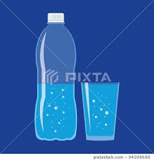 Plastic Bottle And Glass Of Water Flat