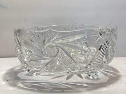 Vintage Large Footed Crystal Glass Bowl