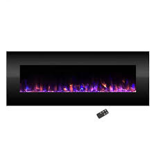 54 In No Heat Led Fire And Ice Electric Fireplace With Remote In Black