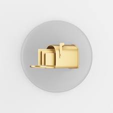 Gold Mailbox Icon In Cartoon Style 3d