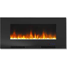 Cambridge 42 In Wall Mount Electric Fireplace With Multi Color Flames And Crystal Rock Display Black