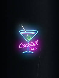 Led Cocktail Bar Neon Sign With Martini