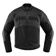 Icon Contra 2 Perforated Leather Jacket Stealth Black Lg