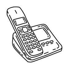 Land Line Phone Icon Doodle Hand Drawn