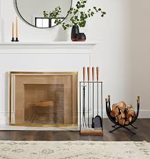 Walnut Rectangular Fireplace Tool Set