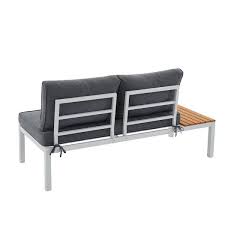 4 Piece Metal Patio Sectional Seating Group With Gray Cushion