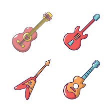 Guitar Icon Set Cartoon Style 9015190