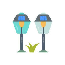 Solar Garden Lights Icon In Vector