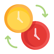 Two Clocks Time Zone Change Icon Image