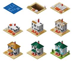 Free Vector House Construction Phases