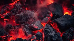 Glow Smoldering Coal In A Fiery Furnace