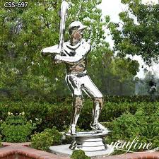 Baseball Player Garden Statue Stainless