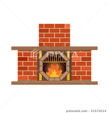 Fireplace With Fire Vintage Design