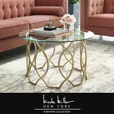 Gold Medium Round Glass Coffee Table