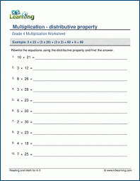 Distributive Property Worksheets K5