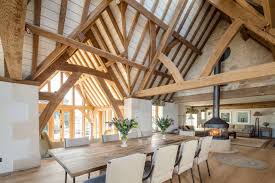 cathedral ceiling with exposed beams