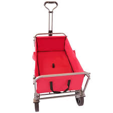 4 5 Cu Ft Folding Steel Utility Garden Cart Portable Ping Beach Trolley Cart Camping Cart In Red