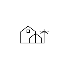 Simple Beach House Building Logo Design