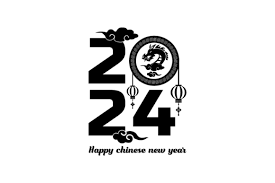 Black 2024 Dragon Chinese New Year Art