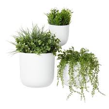 White Contemporary Large Round Metal Wall Planter Set Of 3