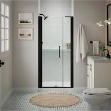 Cursiva Pivot Shower Door 71 5 8 H X 33 35 1 2 W With 5 16 Thick Crystal Clear Glass