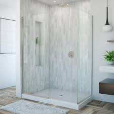 Linea Frameless Brushed Nickel Shower Door Two Glass Panels 30 X 72 In Dreamline Shdr 3230302 04