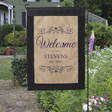 Welcome Personalized Burlap Garden Flag