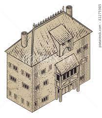 Medieval Building Map Icon Vintage