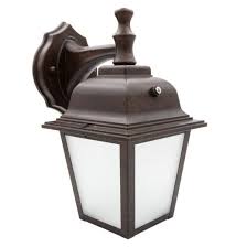 Maxxima Led Porch Lantern Outdoor Wall Light Aged Bronze W Frosted Glass Dusk To Dawn Sensor 750 Lumens 3000k Warm White
