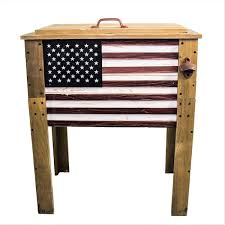 Wooden American Flag Patio Cooler
