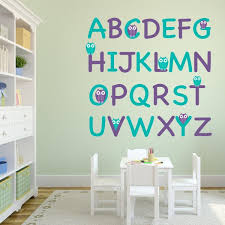 Turquoise Owl Alphabet Wall Decal Set