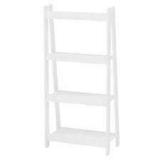 53 14 In White Wood 4 Shelf Ladder Bookcase With Open Back White Melamine Laminate