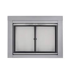 Skyline Nickel Glass Fireplace Doors