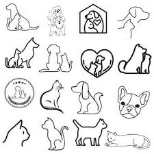 Dog And Cat Outline Vector Art Icons