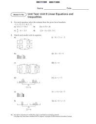 Unit Test Unit 6 Linear Equations And