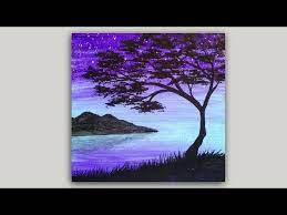 Tree Silhouette Acrylic Painting Easy