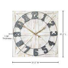 Square Distressed Wood And Metal Wall Clock With Vintage Touch