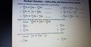 Nuclear Chemistry Alpha Beta