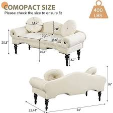 54 In Beige Accent Velvet 2 Seater Loveseat Upholstered Rolled Arms Small Sofa Couch With Wood Legs