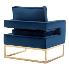 Convenience Concepts Take A Seat Carrie Accent Chair With Gold Frame Navy Blue Velvet Gold