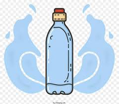 Blue Plastic Water Bottle Pours Water