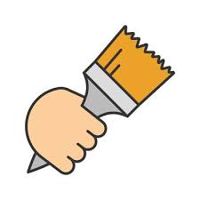 Hand Holding Paint Brush Color Icon