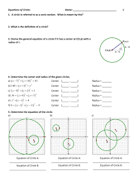 Equations Of Circles Name G Gpe A 1