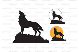 Silhouette Of Howling Wolf Graphic By