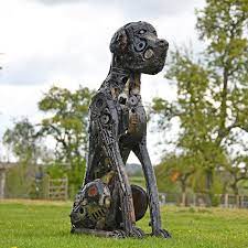Recycled Parts Metal Dog Sculpture