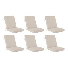 Hampton Bay 21 In X 23 5 In Outdoor High Back Dining Chair Cushion In Putty 6 Pack