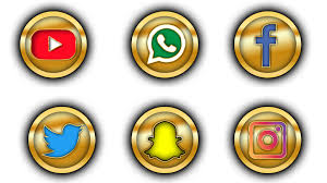 Social Media Icon In Golden Color
