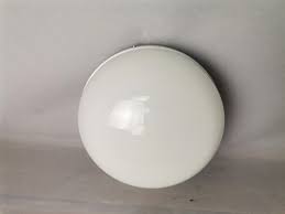 Milk Glass Round Wall Lamp 1950s