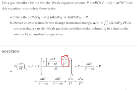 Der Waals Equation Of State P Nrt V